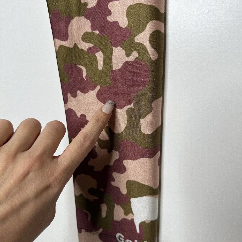 Goldsheep Camo Leggings Women's Athletic Pants Burgundy Green Size S - Picture 5 of 10